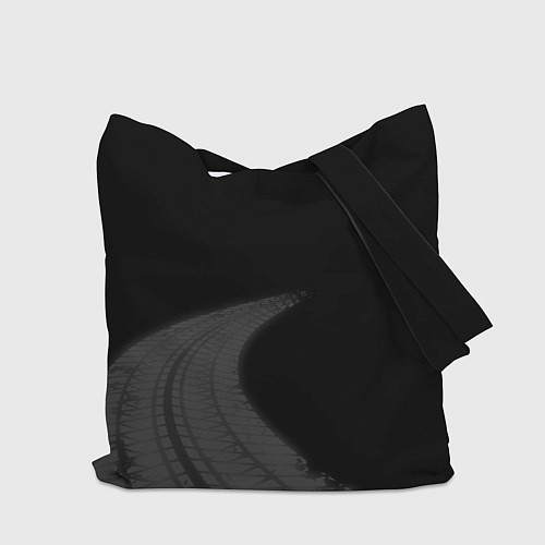 Сумка-шоппер Audi speed на темном фоне со следами шин вертикаль / 3D-принт – фото 2