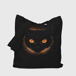 Сумка-шоппер Портрет черного кота в оранжевом свечении