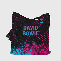 Сумка-шопер David Bowie - neon gradient посередине, цвет: 3D-принт