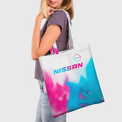 Сумка-шопер Nissan neon gradient style посередине, цвет: 3D-принт — фото 2