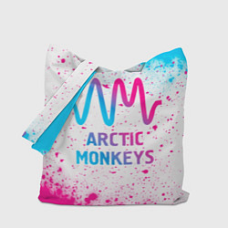 Сумка-шопер Arctic Monkeys neon gradient style, цвет: 3D-принт