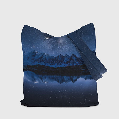 Сумка-шоппер Галактическая зимняя ночь в горах / 3D-принт – фото 2