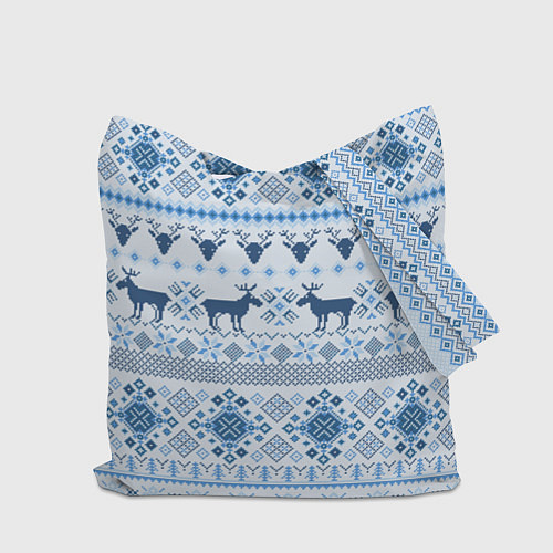 Сумка-шоппер Blue sweater with reindeer / 3D-принт – фото 2