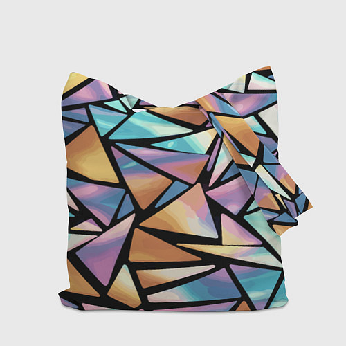 Сумка-шоппер Радужные треугольники - кристаллы голографические / 3D-принт – фото 2