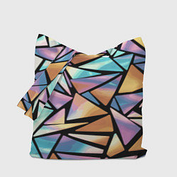 Сумка-шоппер Радужные треугольники - кристаллы голографические