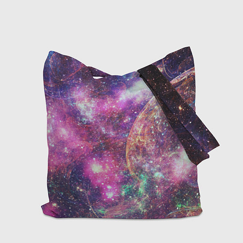 Сумка-шоппер Пурпурные космические туманности со звездами / 3D-принт – фото 2