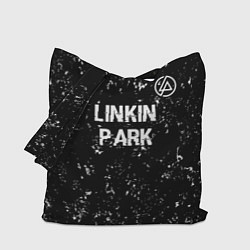 Сумка-шопер Linkin Park glitch на темном фоне посередине, цвет: 3D-принт