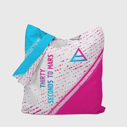 Сумка-шопер Thirty Seconds to Mars neon gradient style вертика, цвет: 3D-принт