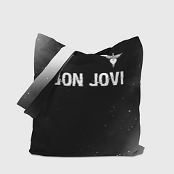 Сумка-шоппер Bon Jovi glitch на темном фоне посередине