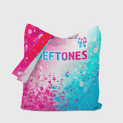 Сумка-шопер Deftones neon gradient style посередине, цвет: 3D-принт