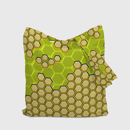 Сумка-шоппер Жёлтая энерго-броня из шестиугольников / 3D-принт – фото 2