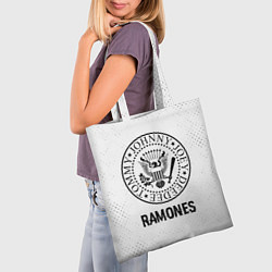 Сумка-шопер Ramones glitch на светлом фоне, цвет: 3D-принт — фото 2
