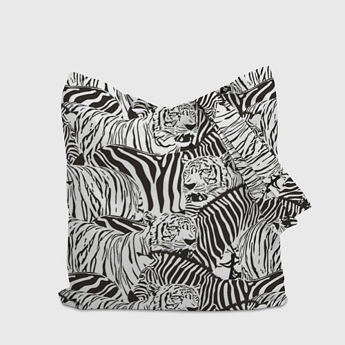 Сумка-шоппер Зебры и тигры / 3D-принт – фото 2