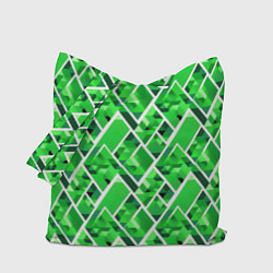 Сумка-шопер Зелёные треугольники и белые полосы, цвет: 3D-принт