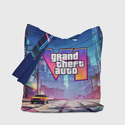 Сумка-шопер GTA 6 неоновый город, цвет: 3D-принт