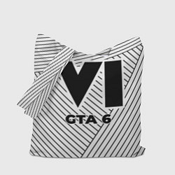 Сумка-шопер Символ GTA 6 на светлом фоне с полосами, цвет: 3D-принт