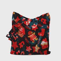 Сумка-шоппер Рождественские узоры красные