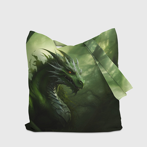 Сумка-шоппер Зеленый лесной дракон символ 2024 года / 3D-принт – фото 2