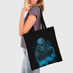 Сумка-шопер Синий скелет на чёрном фоне, цвет: 3D-принт — фото 2