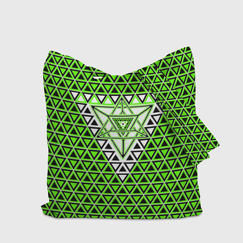 Сумка-шоппер Зелёные и чёрные треугольники / 3D-принт – фото 2