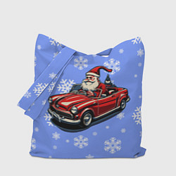 Сумка-шопер Дед Мороз едет на машине, цвет: 3D-принт