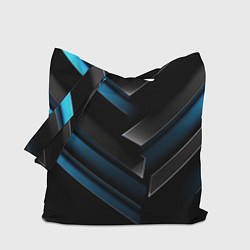 Сумка-шоппер Синий неоновый яркий свет на черном абстрактном фо