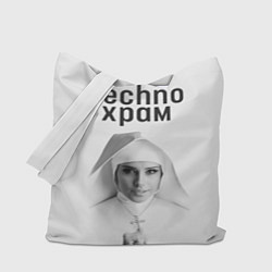Сумка-шопер Techno храм монашка улыбается, цвет: 3D-принт