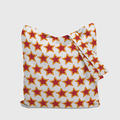 Сумка-шоппер Красные звезды с контуром / 3D-принт – фото 2