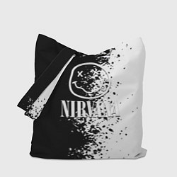 Сумка-шопер Nirvana чернобелые краски рок, цвет: 3D-принт
