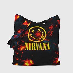 Сумка-шопер Nirvana rock огненное лого лава, цвет: 3D-принт