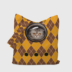 Сумка-шопер Аргайл кот в переноске, цвет: 3D-принт