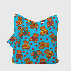 Сумка-шоппер Мишки в цветных свитерах и сердечки