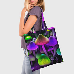 Сумка-шопер Люминесцентные грибы, цвет: 3D-принт — фото 2