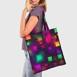 Сумка-шопер Разноцветные квадраты и точки, цвет: 3D-принт — фото 2