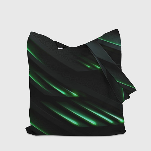 Сумка-шоппер Спортивный черно-зеленый стиль / 3D-принт – фото 2
