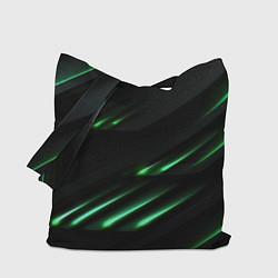 Сумка-шопер Спортивный черно-зеленый стиль, цвет: 3D-принт
