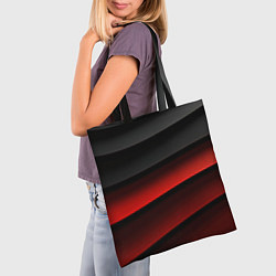 Сумка-шопер Черно-красный объемный градиент, цвет: 3D-принт — фото 2