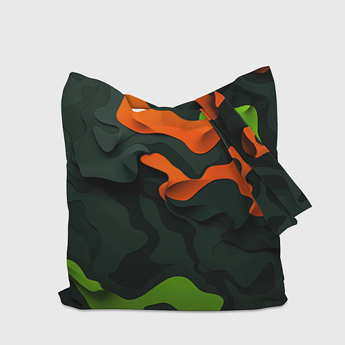 Сумка-шоппер Gta лого зелено-оранжевый камуфляж / 3D-принт – фото 2