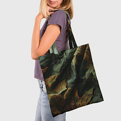 Сумка-шопер Реалистичный охотничий камуфляж из ткани и листьев, цвет: 3D-принт — фото 2