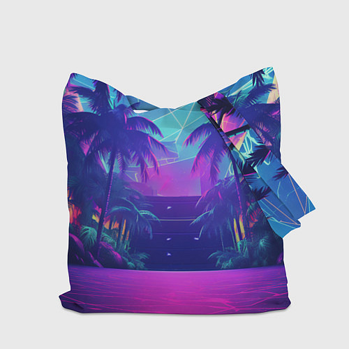 Сумка-шоппер Gta 6 логотип в стиле ночного vice city / 3D-принт – фото 2