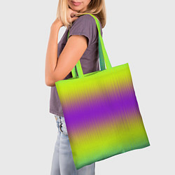 Сумка-шопер Неоновые салатовые и фиолетовые полосы, цвет: 3D-принт — фото 2