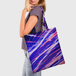 Сумка-шопер Белые и красные линии на синем фоне, цвет: 3D-принт — фото 2