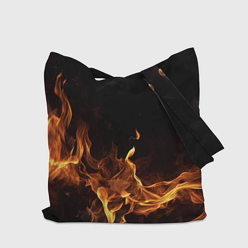 Сумка-шоппер Palworld логотип на черном фоне с огнем / 3D-принт – фото 2