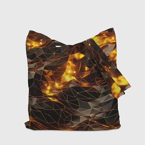 Сумка-шоппер Palworld логотип золотые абстрактные частицы на че / 3D-принт – фото 2