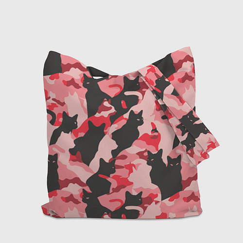 Сумка-шоппер Розовый камуфляж из котов / 3D-принт – фото 2