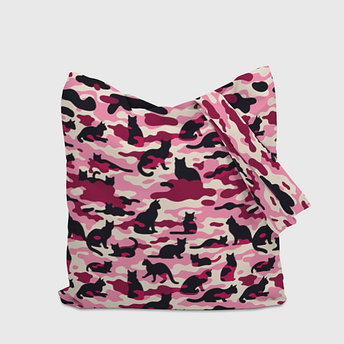 Сумка-шоппер Камуфляжные розовые котики / 3D-принт – фото 2