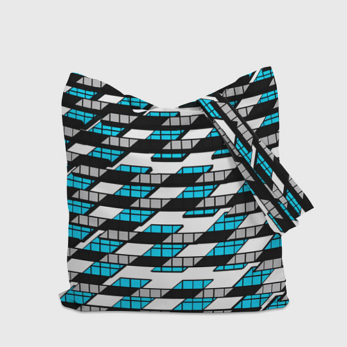 Сумка-шоппер Синие треугольники и квадраты на белом фоне / 3D-принт – фото 2