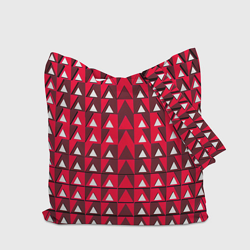 Сумка-шоппер Белые треугольники на красном фоне / 3D-принт – фото 2