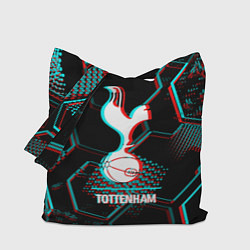 Сумка-шопер Tottenham FC в стиле glitch на темном фоне, цвет: 3D-принт