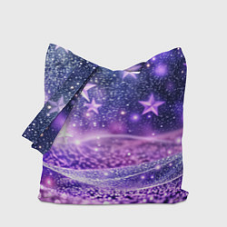 Сумка-шоппер Абстрактные звезды в фиолетовых искрах